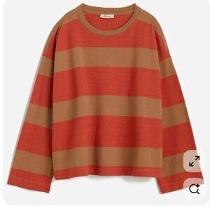 Madewell Striped Red and Brown Long Sleeve Shirt XS